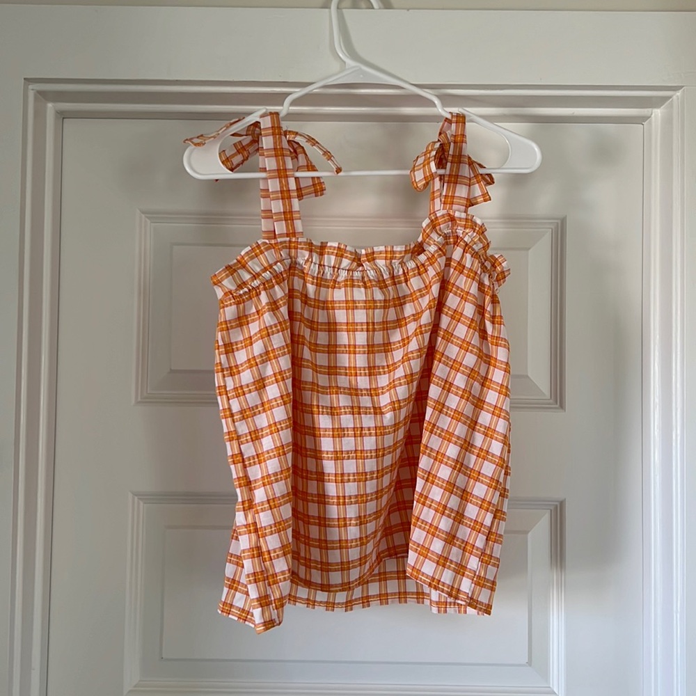 NWOT Woven Orange Bow Tie Tank Top